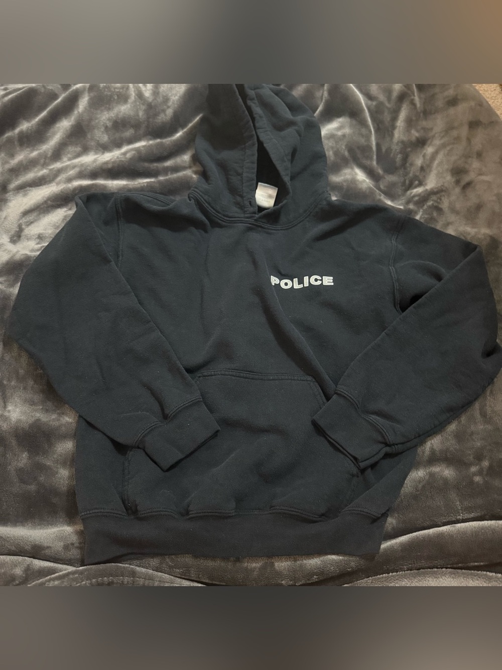 Gildan Black Hooded Sweatshirt with 'POLICE' Chest Graphic